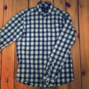 Ben Sherman Plaid Spread Collar Dress Shirt